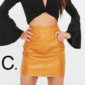 Mustard yellow leather skirt